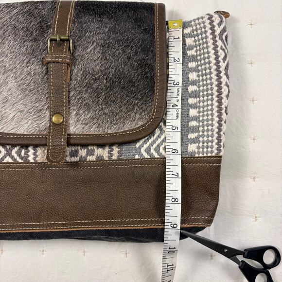 Myra Straight Forward Backpack Bag Cowhide Leather Brown Gray Western Boho main image 11